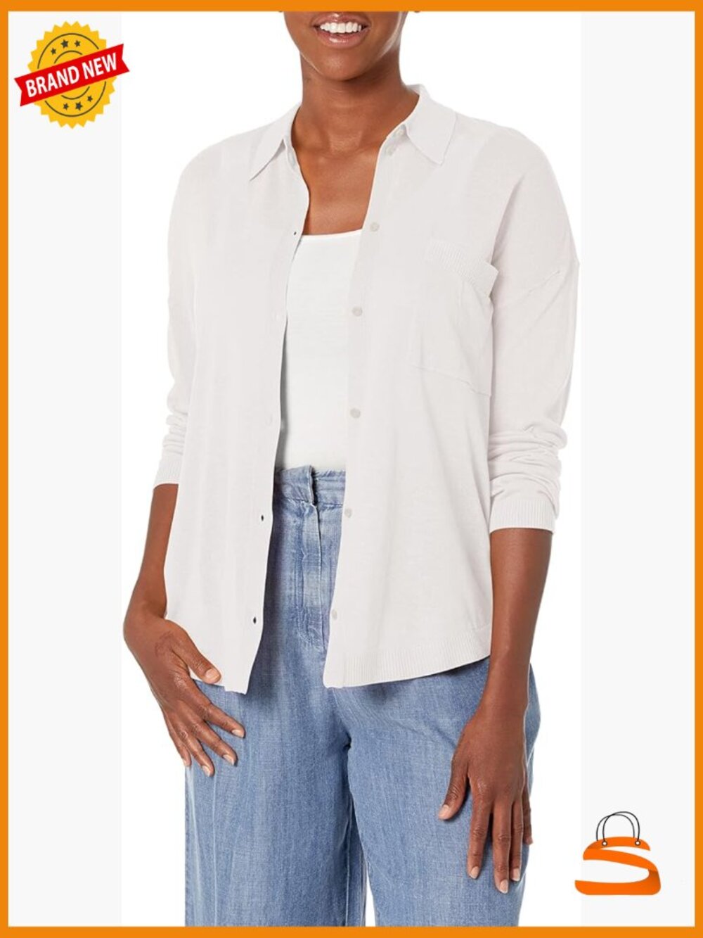 Knitted Linen Sheer Cardigan Long Sleeve Button Front Pocket